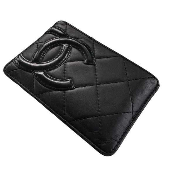 Authentic CHANEL Cambon Black Quilted Smooth Leather & Hot Pink Card Holder - Picture 6 of 14